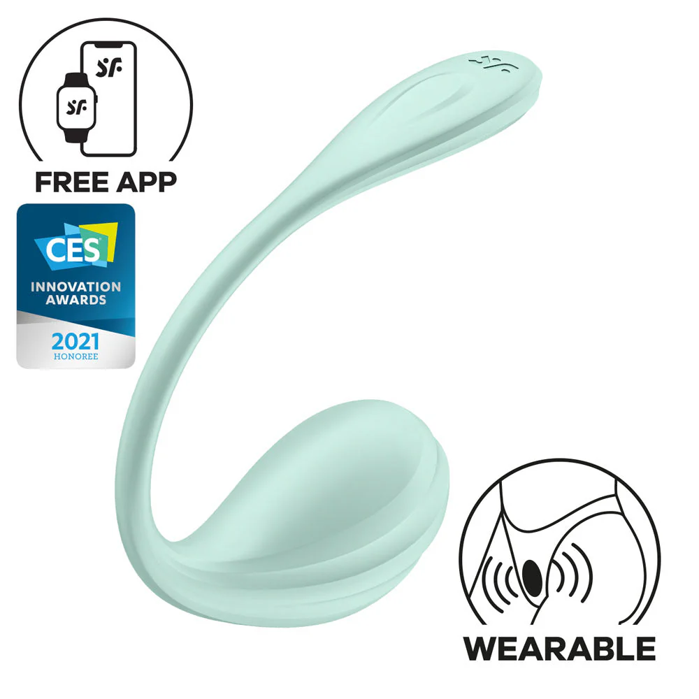 Satisfyer Smooth Petal - Mint - Mint USB Rechargeable Wearable Stimulator with App Control - Image 2