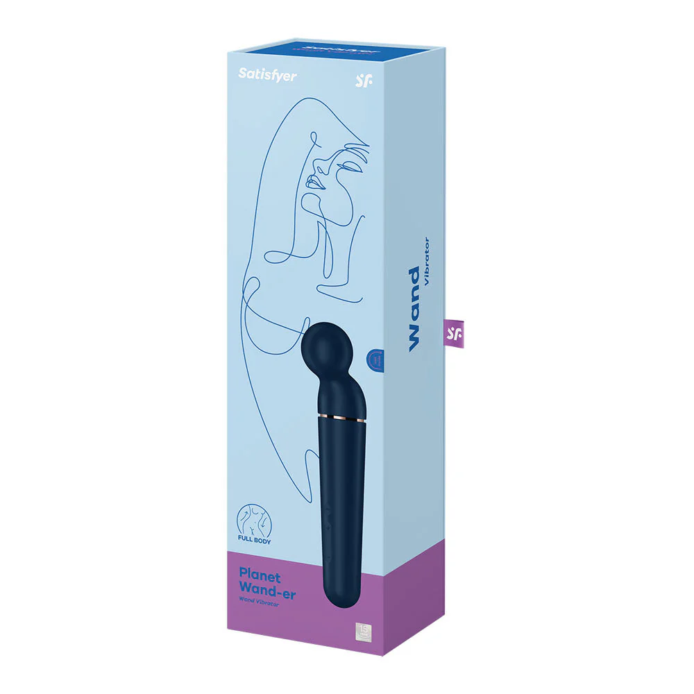 Satisfyer Planet Wand-er - Blue - Blue/Rose Gold USB Rechargeable Massager Wand - Image 7