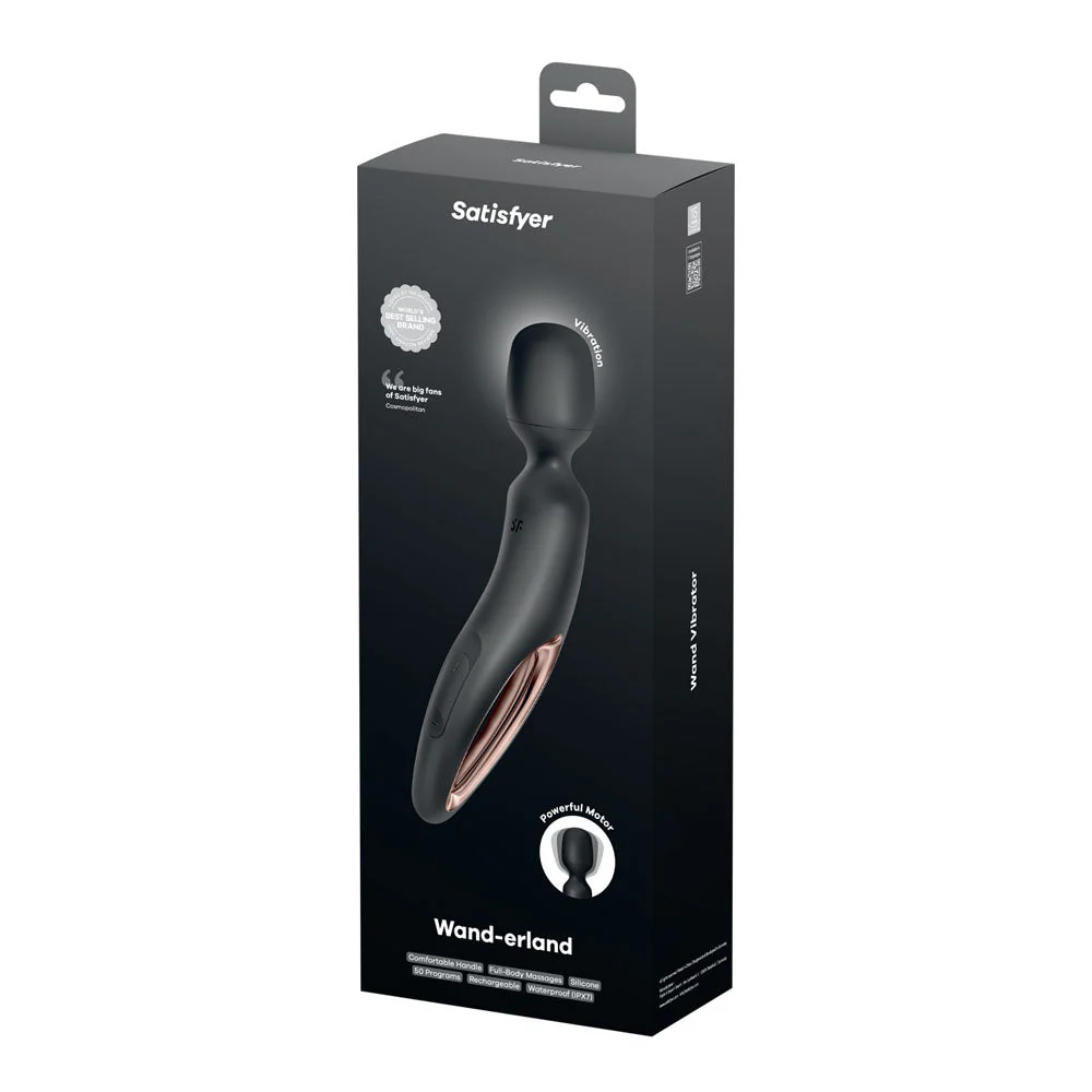 Satisfyer Wand-erland - Black - Black/Rose Gold USB Rechargeable Massage Wand - Image 7