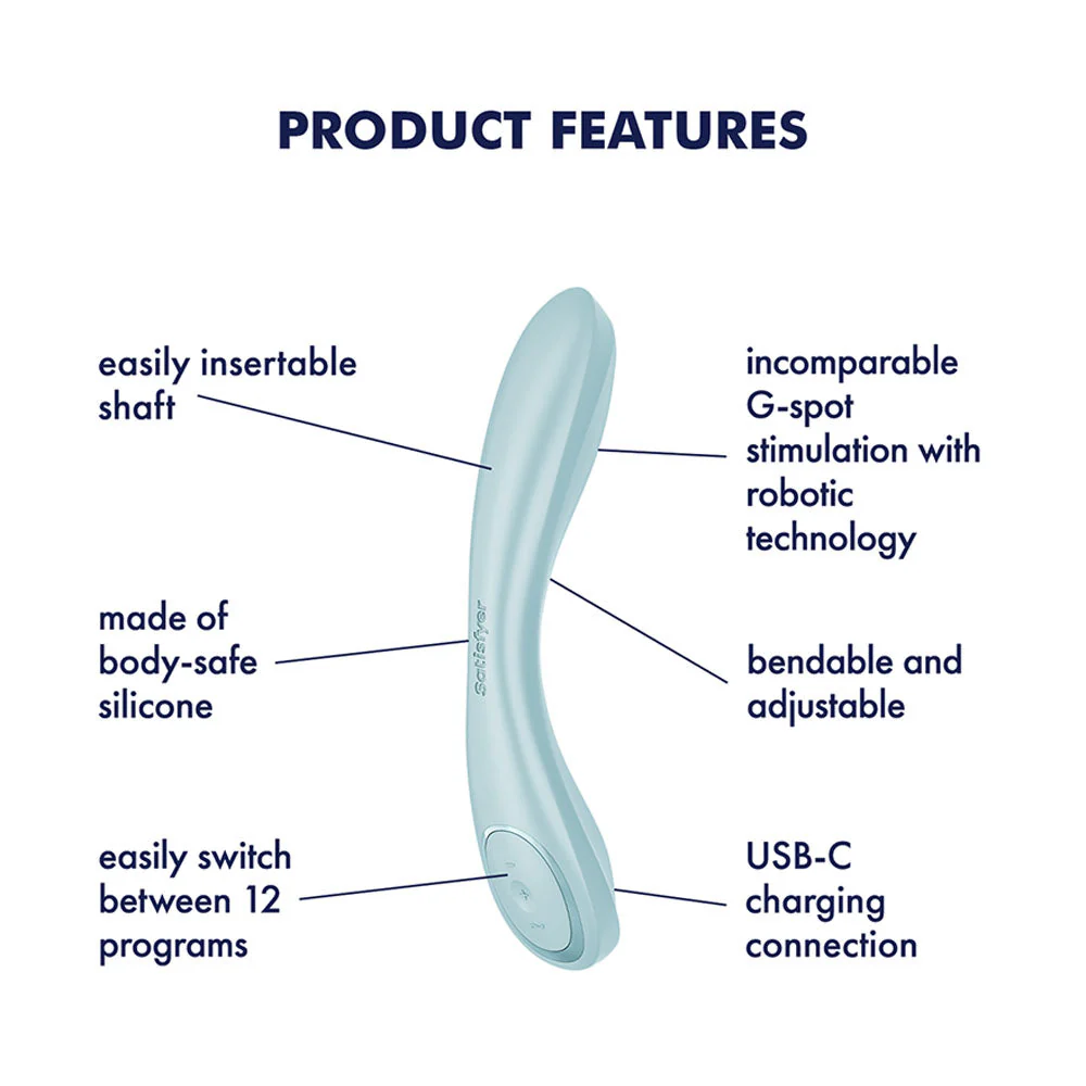 Satisfyer G-Spot Wave 2 - Ice Blue - Ice Blue 23.6 cm USB Rechargeable Flicking Tip Vibrator - Image 2