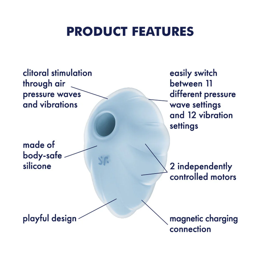 Satisfyer Cloud Dancer - Blue - Blue USB Rechargeable Vibrating Air Pulse Stimulator - Image 2