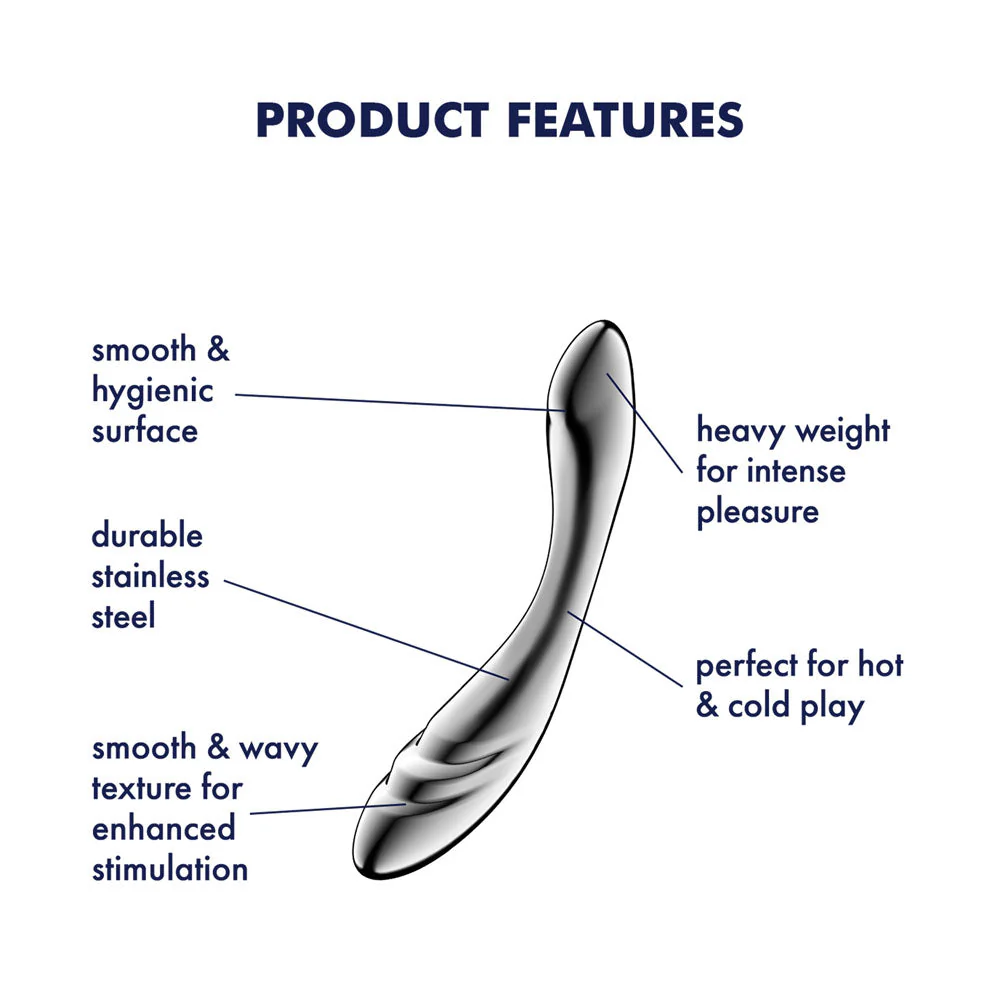 Satisfyer Pure Gravity 3 - Chrome Steel 21 cm Dildo - Image 2