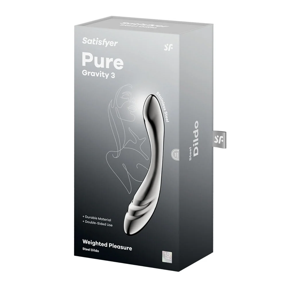 Satisfyer Pure Gravity 3 - Chrome Steel 21 cm Dildo - Image 7