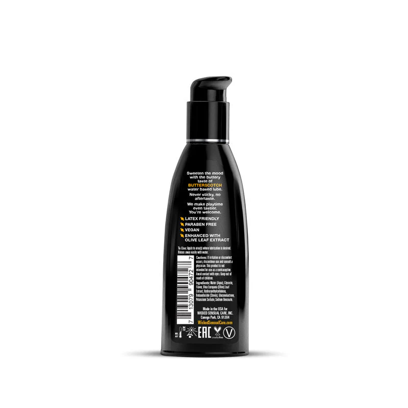 Wicked Aqua Butterscotch - Butterscotch Flavoured Water Based Lubricant - 60 ml (2 oz) Bottle - Image 2