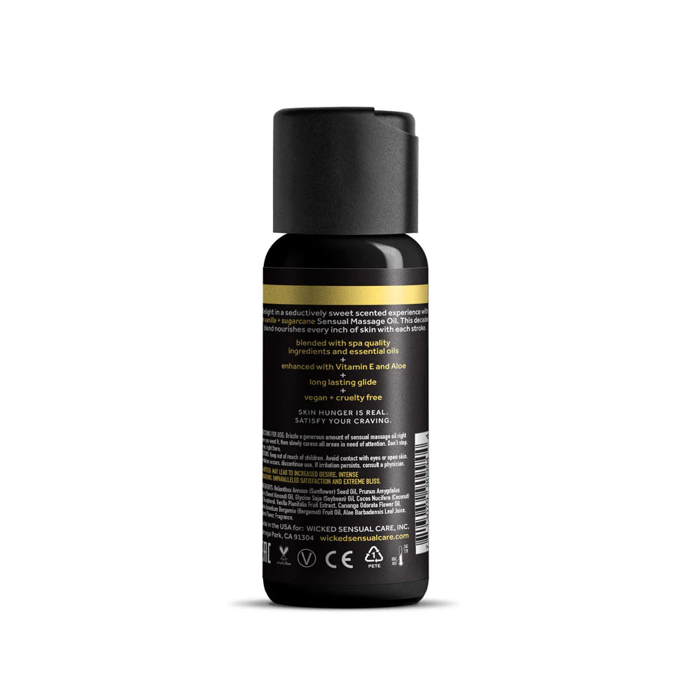Wicked Sensual Massage Oil - Vanilla + Sugarcane - Vanilla and Sugarcane Scented Massage Oil - 120 ml Tube - Image 2