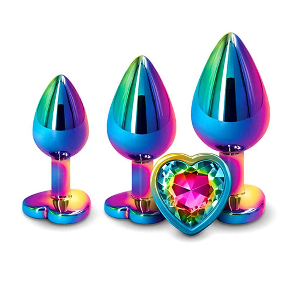 Adam & Eve RAINBOW HEART GEM ANAL TRAINING SET - Multicoloured Metal Anal Plugs with Gem Bases - Set of 3 Sizes - Image 4