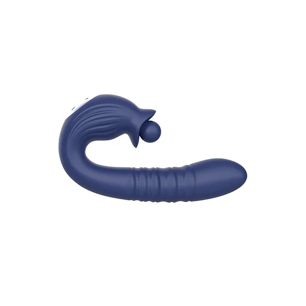Adam & Eve THE BIG BALLER - Navy Blue 18.8 cm USB Rechargeable Thrusting Rabbit Vibrator - Image 2