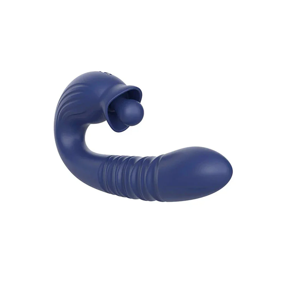 Adam & Eve THE BIG BALLER - Navy Blue 18.8 cm USB Rechargeable Thrusting Rabbit Vibrator - Image 3