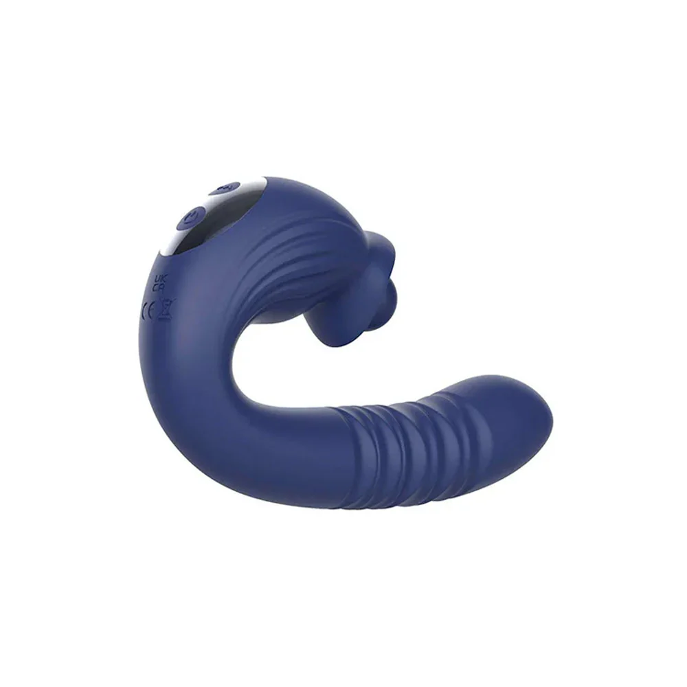 Adam & Eve THE BIG BALLER - Navy Blue 18.8 cm USB Rechargeable Thrusting Rabbit Vibrator - Image 4