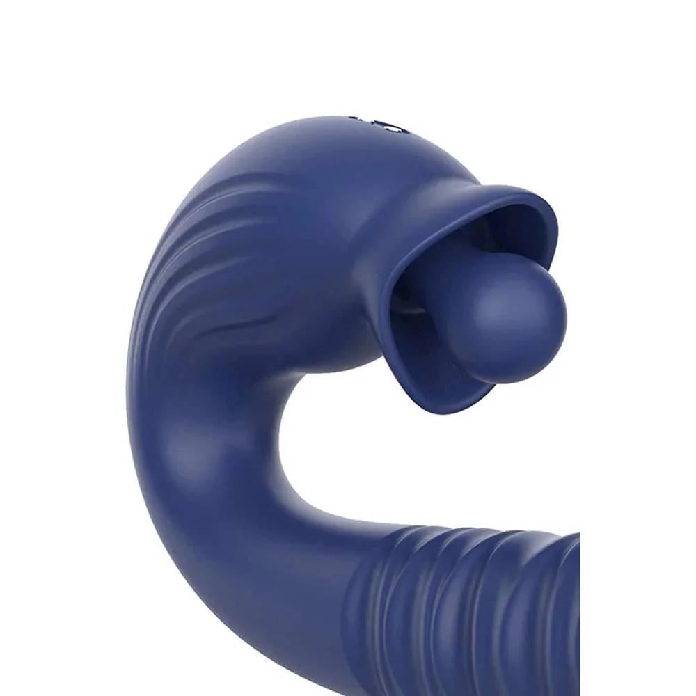 Adam & Eve THE BIG BALLER - Navy Blue 18.8 cm USB Rechargeable Thrusting Rabbit Vibrator - Image 6