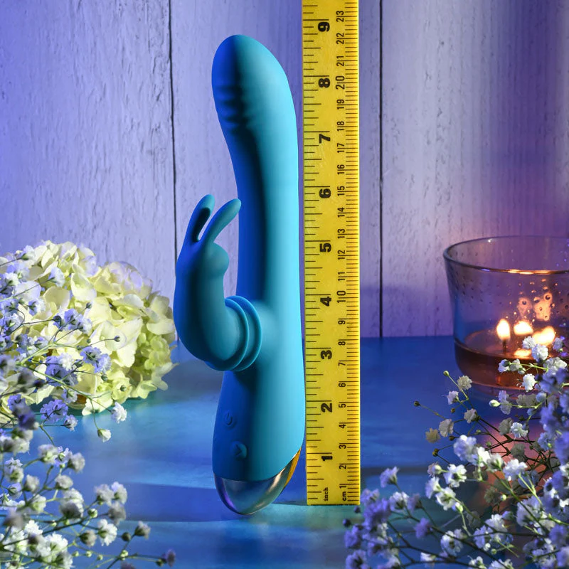 Adam & Eve SHIMMY & SHAKE VELVET RABBIT - Blue 22.4 cm USB Rechargeable Rabbit Vibrator - Image 6