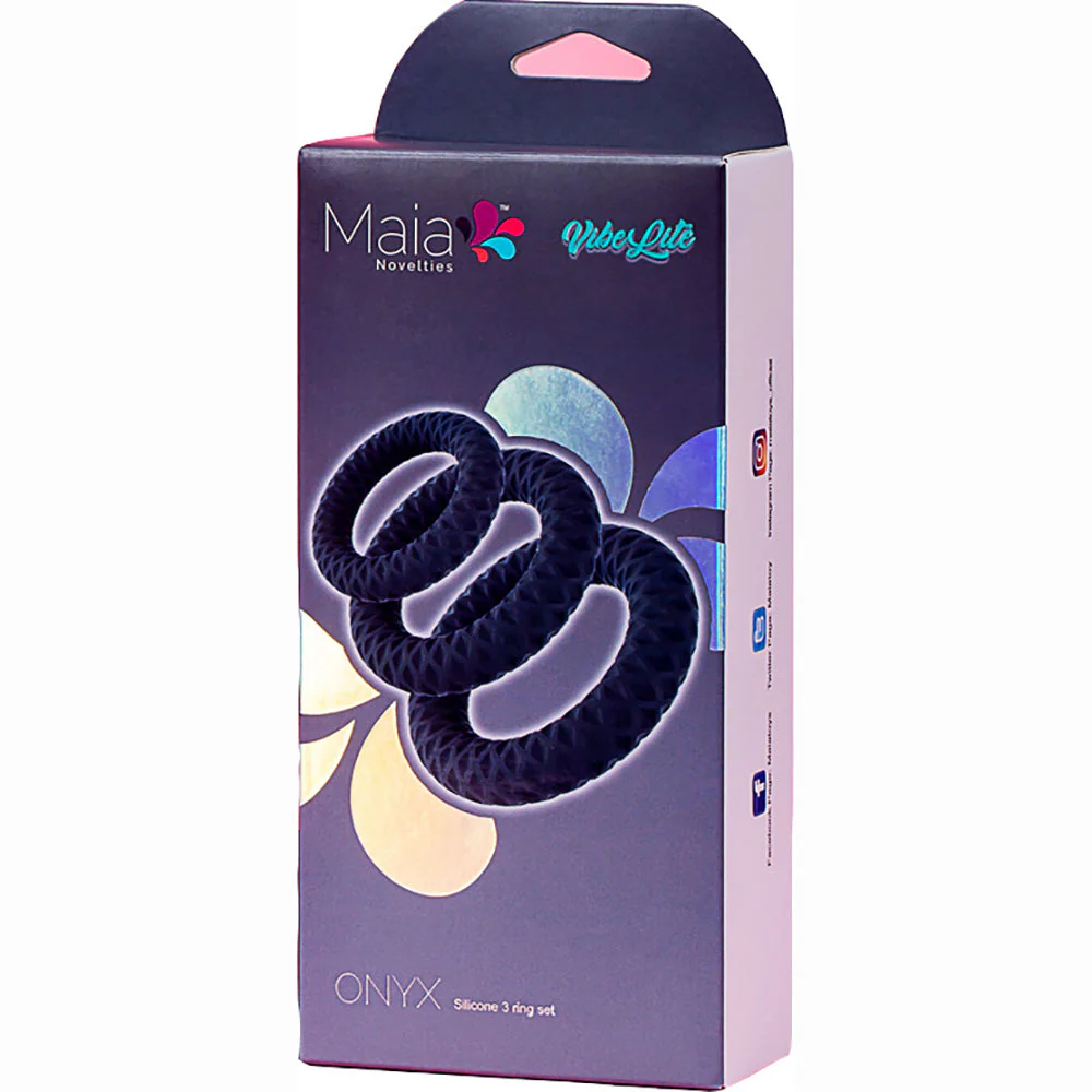 Maia ONYX - Grey Cock Ring Set - Set of 3 Sizes - Image 5
