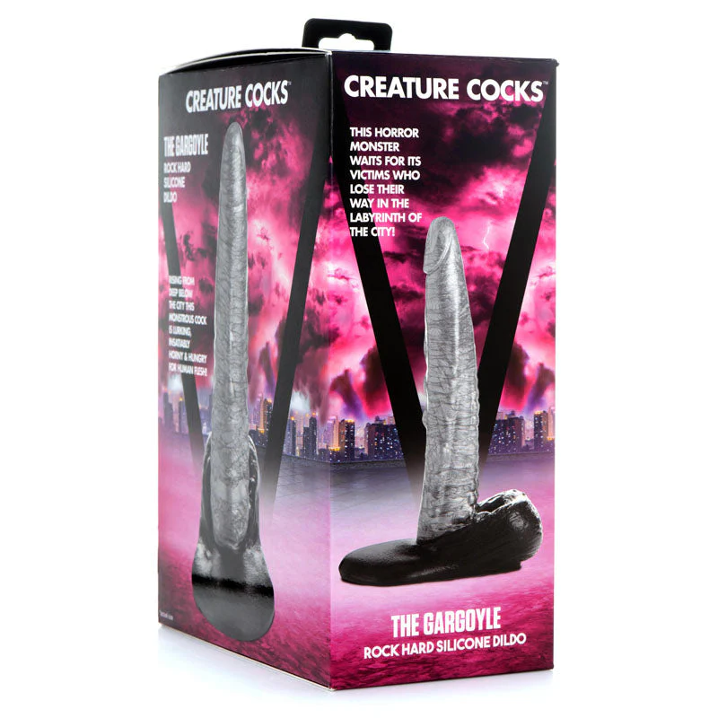 Creature Cocks The Gargoyle Rock Hard Silicone Dildo - Silver 23.6 cm Fantasy Dildo - Image 8