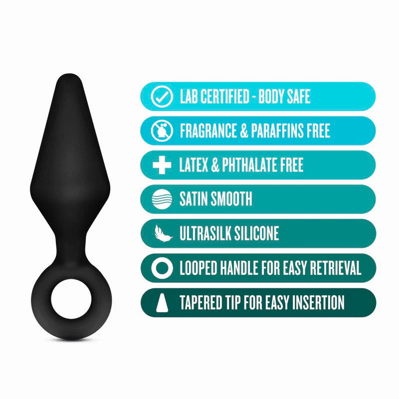 Anal Adventures Platinum Loop Plug Kit - Black Butt Plugs - Set of 3 Sizes - Image 3