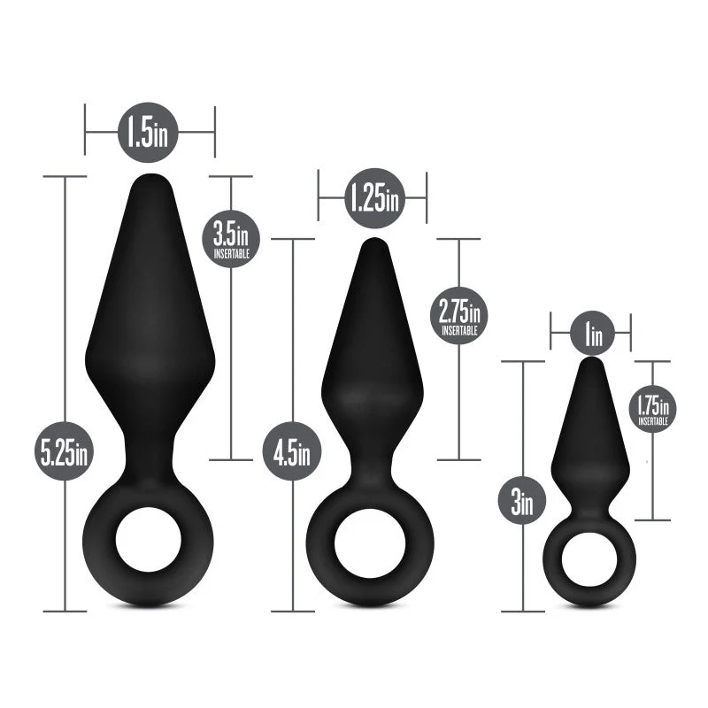 Anal Adventures Platinum Loop Plug Kit - Black Butt Plugs - Set of 3 Sizes - Image 4