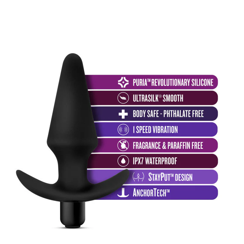 Anal Adventures Platinum Vibrating Plug - Black 12.7 cm (5'') Vibrating Butt Plug - Image 3