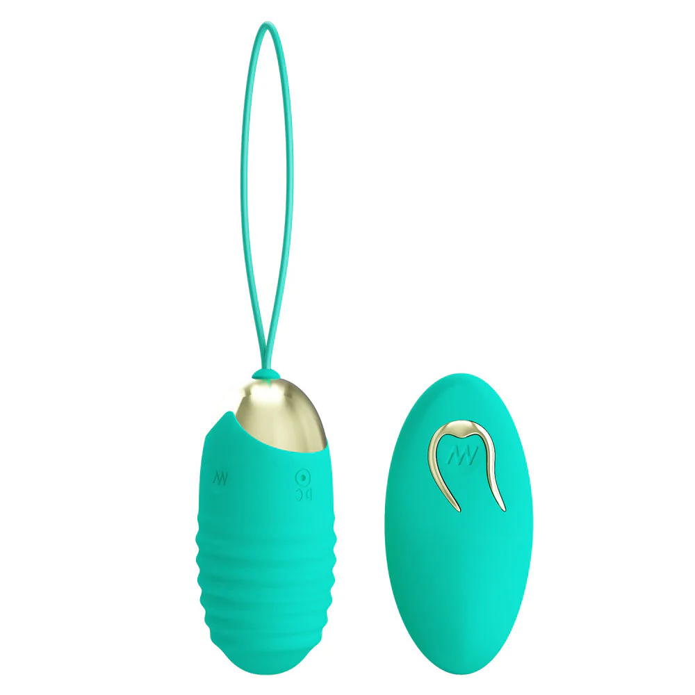 Party Up IAN Remote Egg - Teal - Teal USB Rechargeable Vibrating Egg with Wireless Remote - Image 2