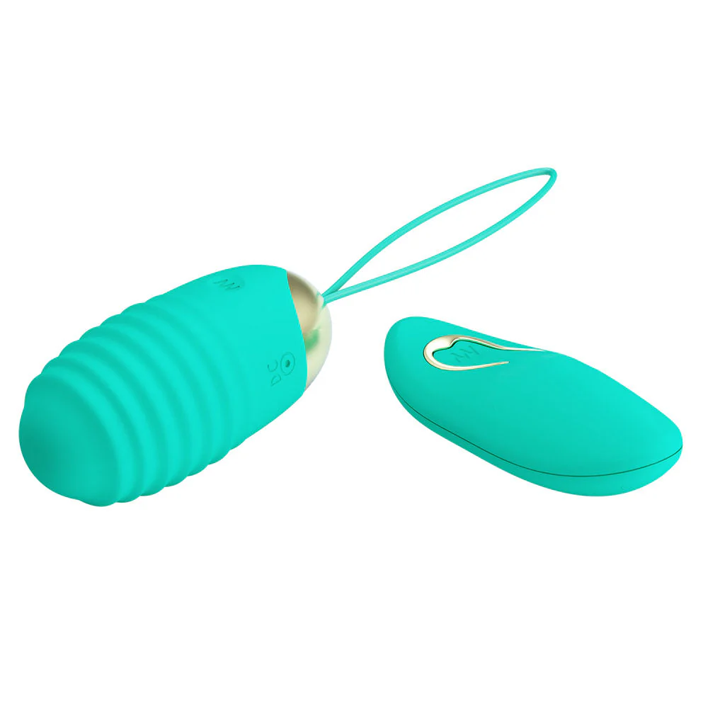 Party Up IAN Remote Egg - Teal - Teal USB Rechargeable Vibrating Egg with Wireless Remote - Image 3