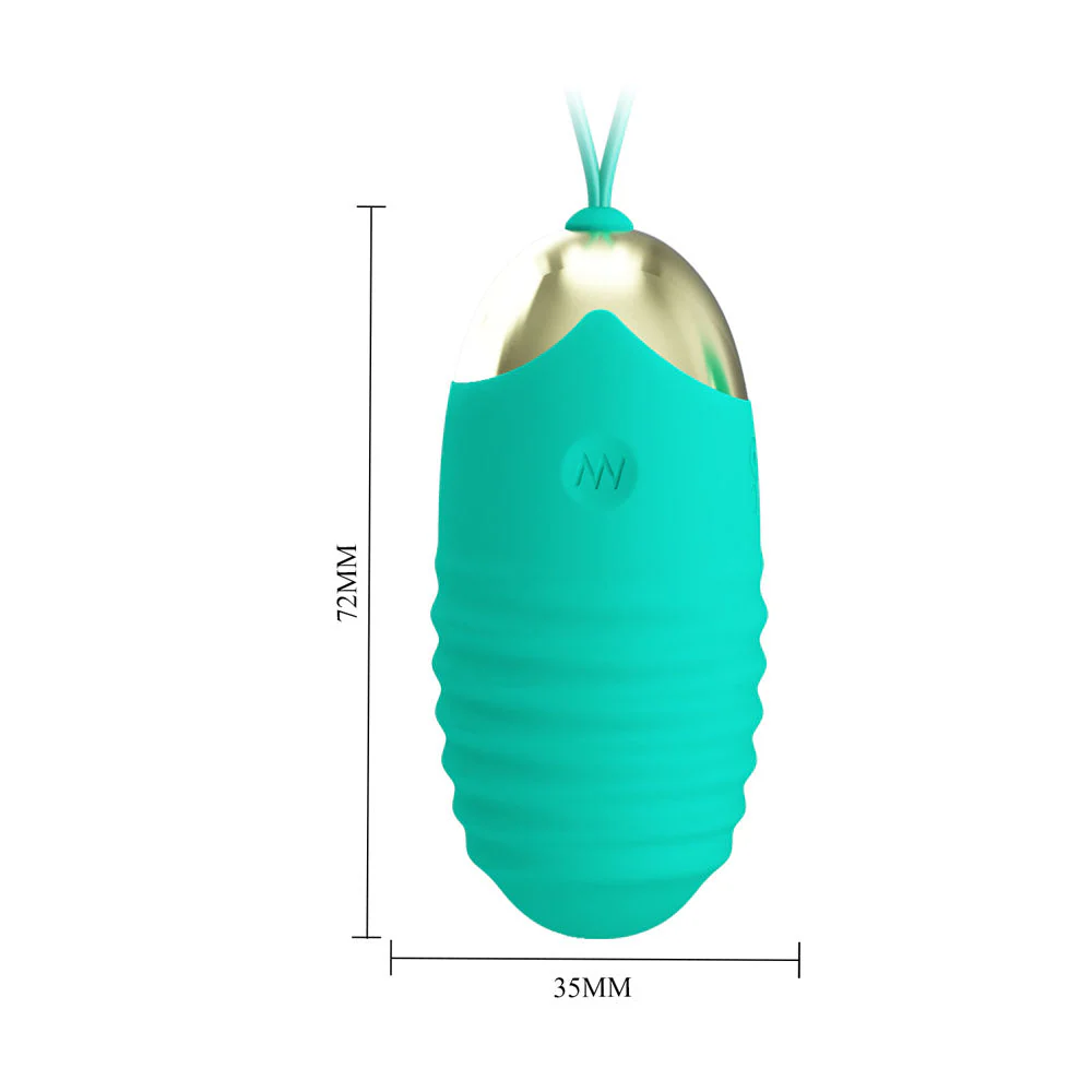 Party Up IAN Remote Egg - Teal - Teal USB Rechargeable Vibrating Egg with Wireless Remote - Image 4