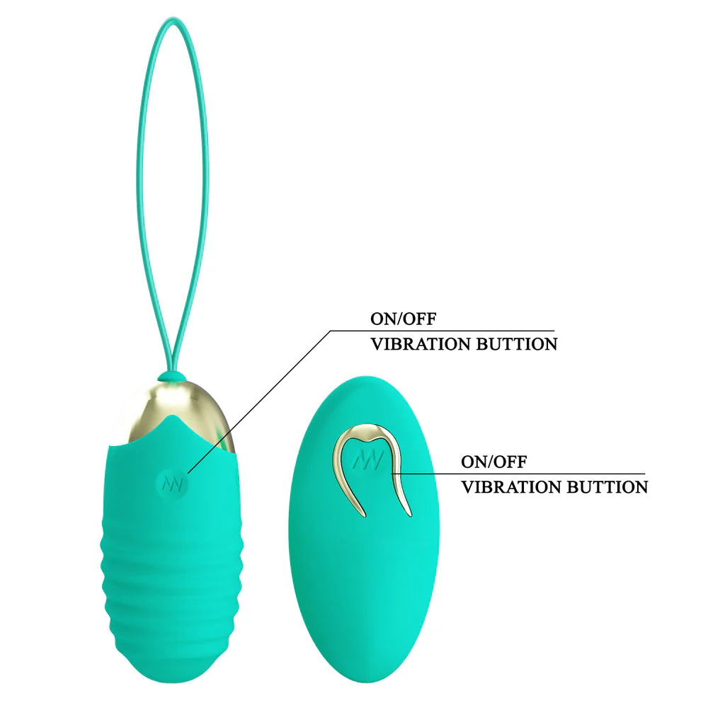 Party Up IAN Remote Egg - Teal - Teal USB Rechargeable Vibrating Egg with Wireless Remote - Image 5