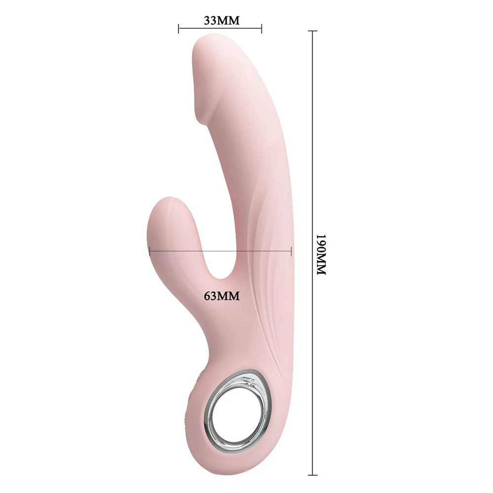 Party Up DAVE Rabbit Vibe - Pink - Pink 19 cm USB Rechargeable Rabbit Vibrator - Image 5