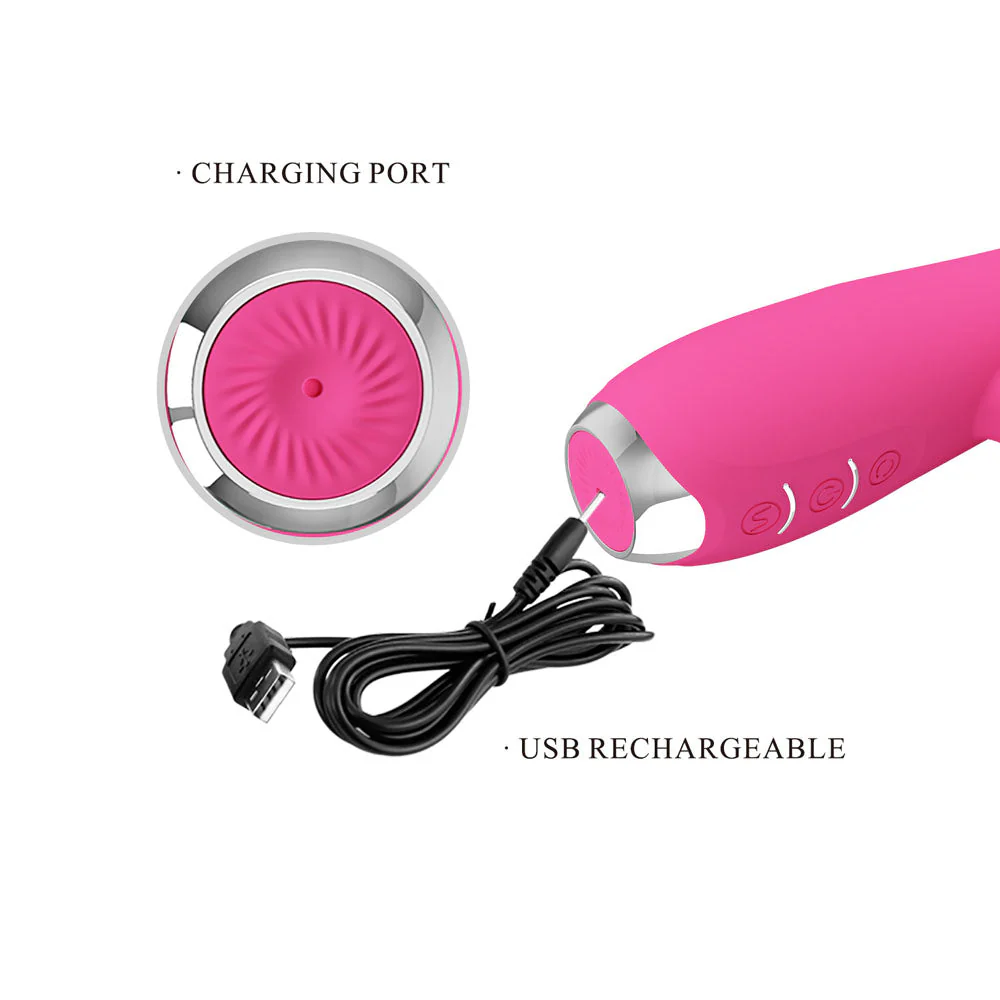 Party Up ERIC Rotating Beads Vibrator - Pink - Pink 20.5 cm USB Rechargeable Rabbit Vibrator with Rotating Bead Shaft - Image 6