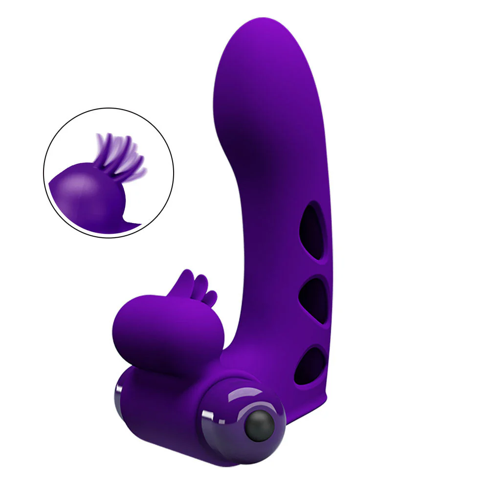 Party Up MIKE Finger Vibe - Purple - Purple Vibrating Finger Vibrator - Image 2