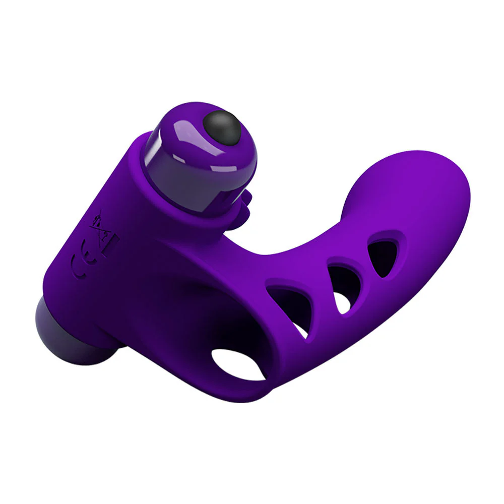 Party Up MIKE Finger Vibe - Purple - Purple Vibrating Finger Vibrator - Image 4