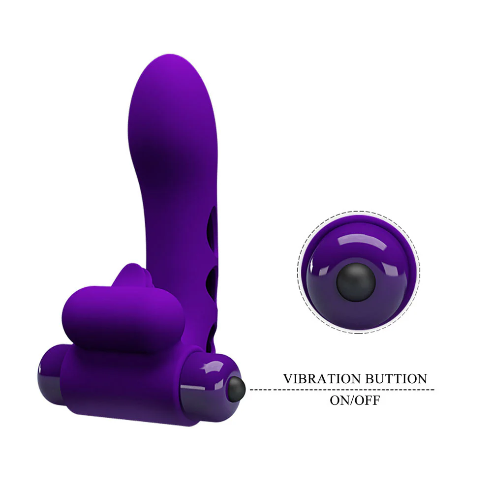 Party Up MIKE Finger Vibe - Purple - Purple Vibrating Finger Vibrator - Image 5