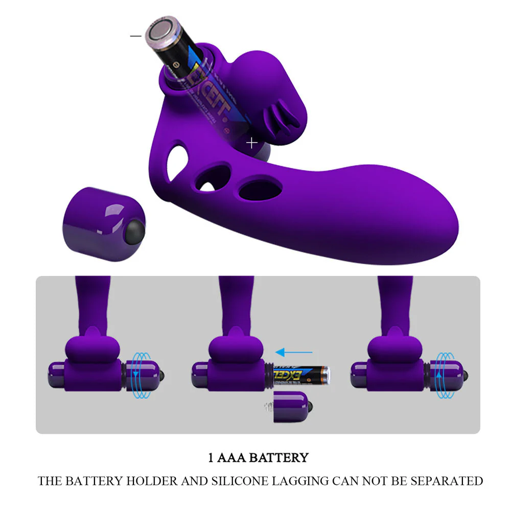 Party Up MIKE Finger Vibe - Purple - Purple Vibrating Finger Vibrator - Image 7