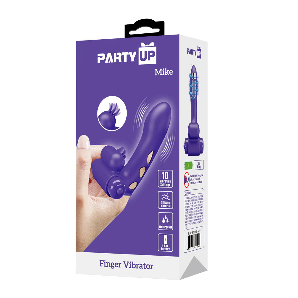 Party Up MIKE Finger Vibe - Purple - Purple Vibrating Finger Vibrator - Image 8