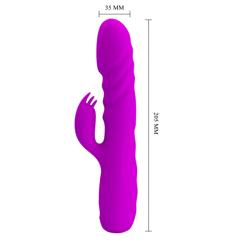 Party Up BOB Thrusting Vibe - Purple - Purple 25 cm USB Rechargeable Thrusting Rabbit Vibrator - Image 5