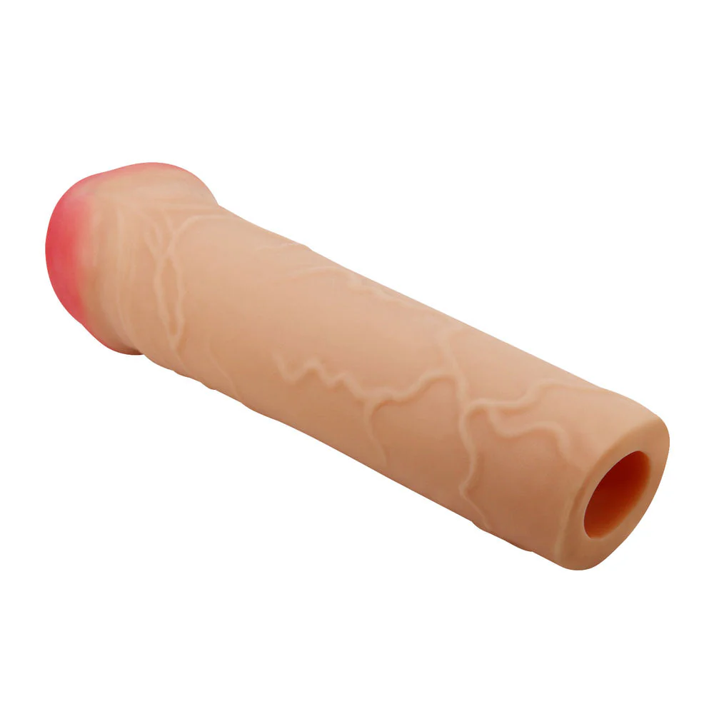 Party Up OSCAR 1 Inch Extender Sleeve - Flesh 1 Inch Penis Extender Sleeve - Image 4
