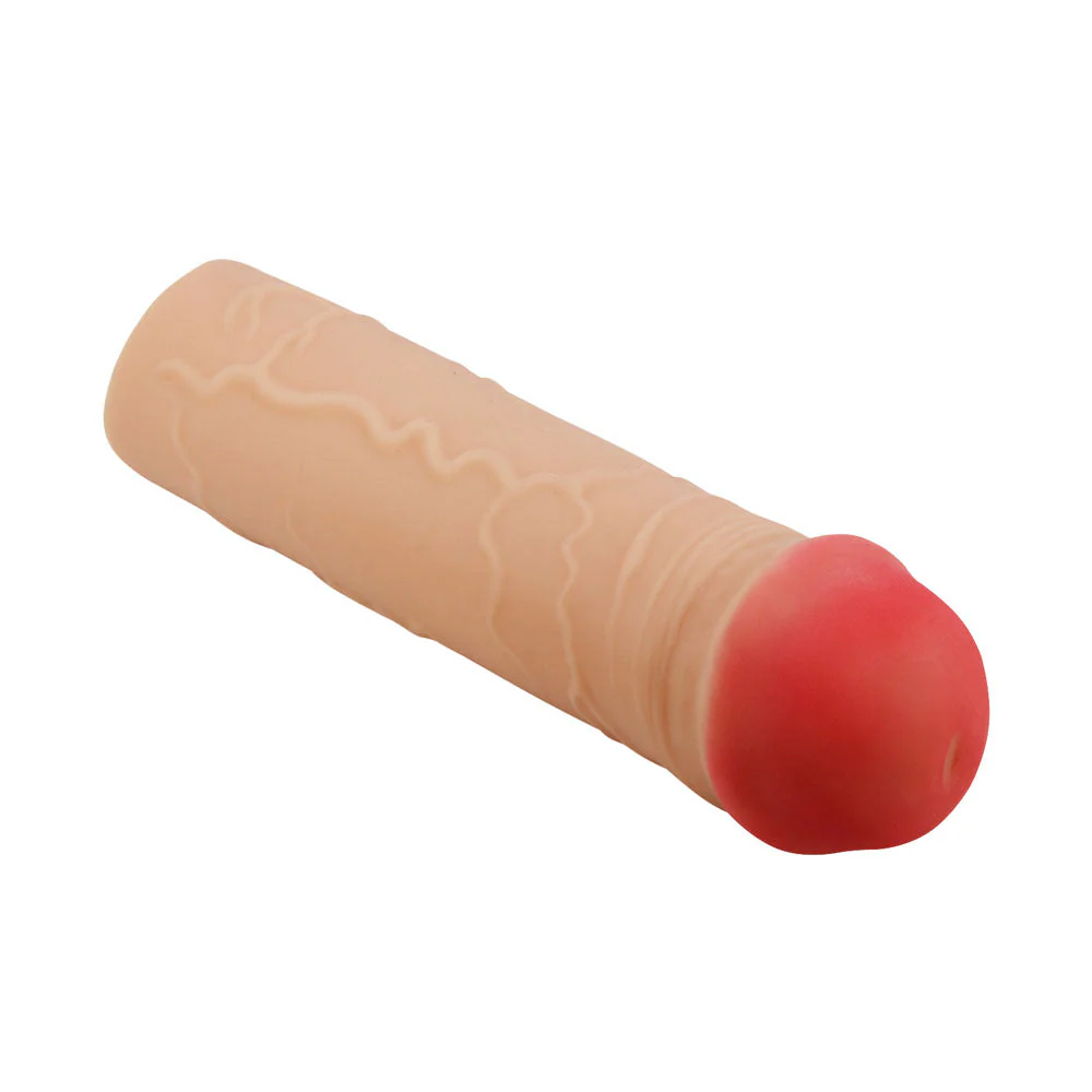 Party Up OSCAR 1 Inch Extender Sleeve - Flesh 1 Inch Penis Extender Sleeve - Image 5