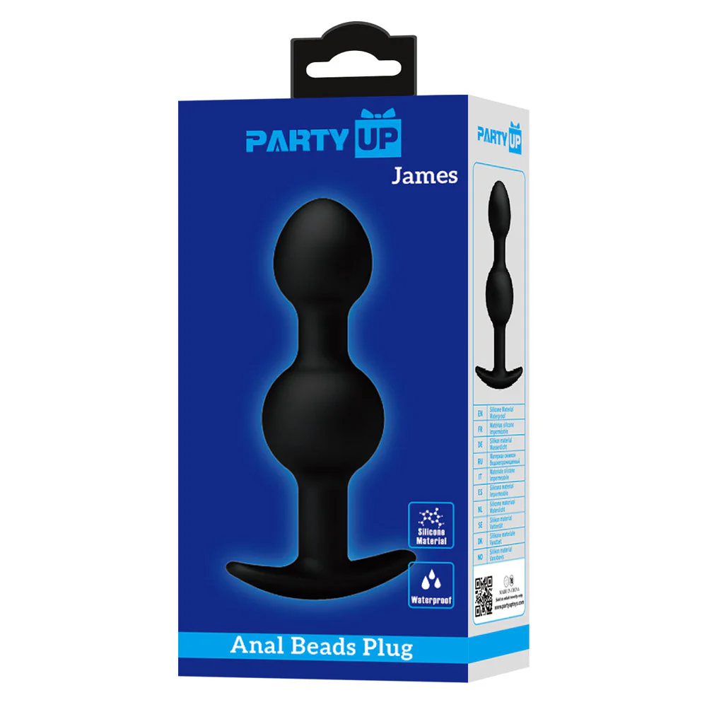 Party Up JAMES Anal Bead Plug - Black 10.4 cm Beaded Butt Plug - Image 7