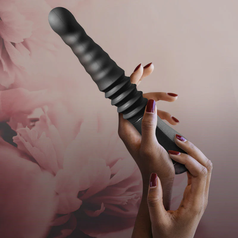 Temptasia Lazarus Thrusting Dildo - Black 25.4 cm USB Rechargeable Thrusting Dildo - Image 2