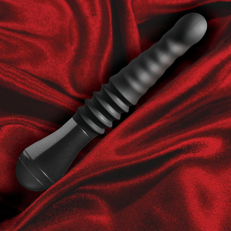 Temptasia Lazarus Thrusting Dildo - Black 25.4 cm USB Rechargeable Thrusting Dildo - Image 3