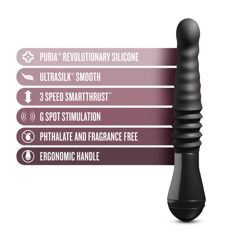 Temptasia Lazarus Thrusting Dildo - Black 25.4 cm USB Rechargeable Thrusting Dildo - Image 5