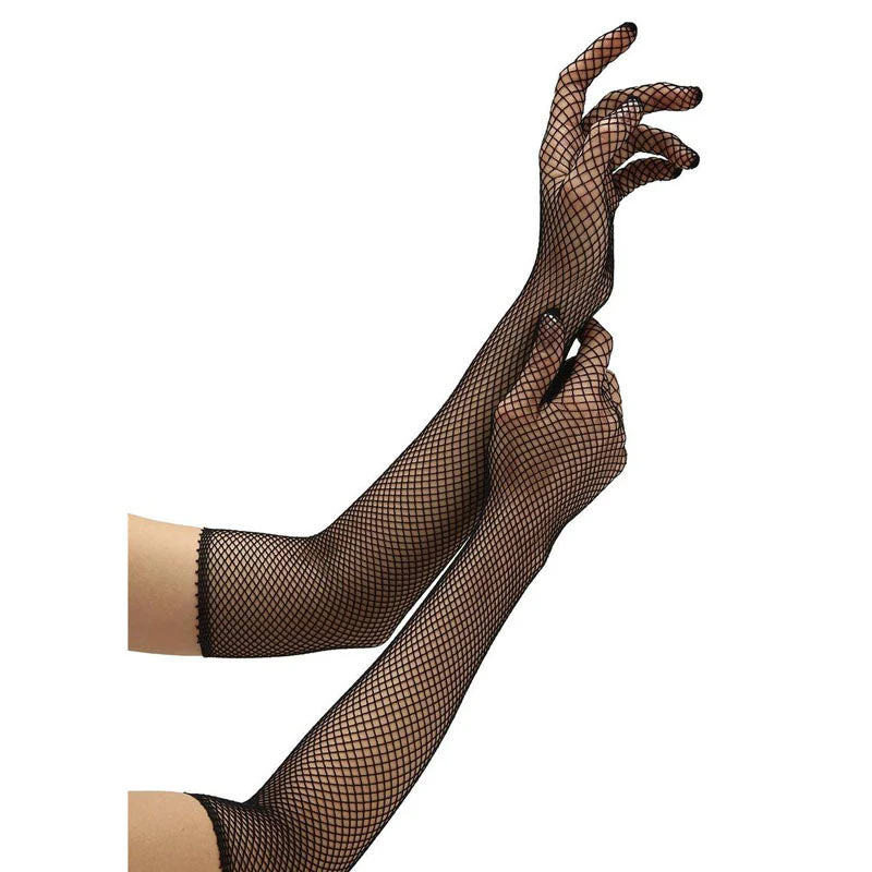 Baci White Label Fishnet Opera Glove - Black Gloves - Image 2