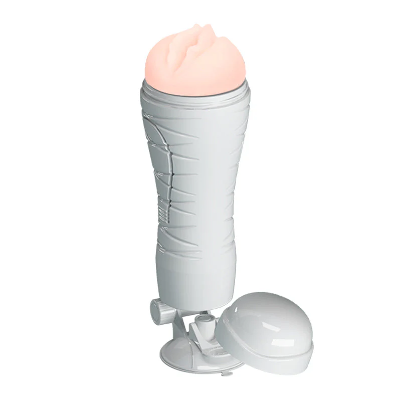 CRAZY BULL FLORA Vibrating Stroker - Flesh USB Rechargeable Vibrating Squeezeable Vagina Stroker with Suction Base - Image 2