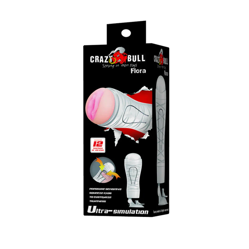 CRAZY BULL FLORA Vibrating Stroker - Flesh USB Rechargeable Vibrating Squeezeable Vagina Stroker with Suction Base - Image 8