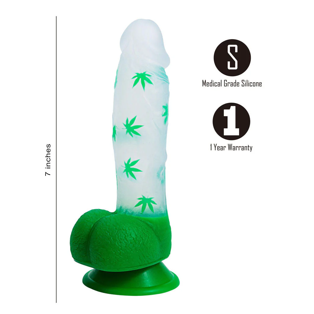 Maia LEIF - Clear/Green 17.8 cm Leaf Print Dong - Image 2