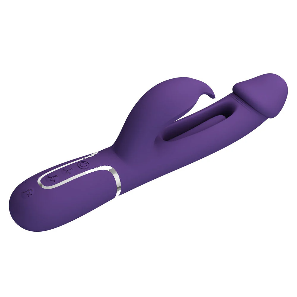 Party Up DAVID Swinging Vibe - Purple - Purple 23.2 cm USB Rechargeable Rabbit Vibrator with Flicking Arm - Image 4