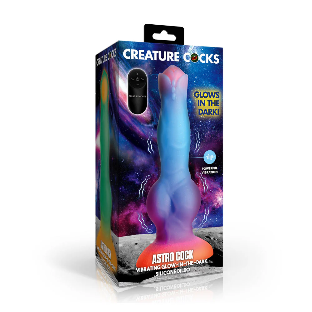 Creature Cocks Astro Cock - Glow In Dark 20.6 cm Vibrating Fantasy Dildo with Remote - Image 7