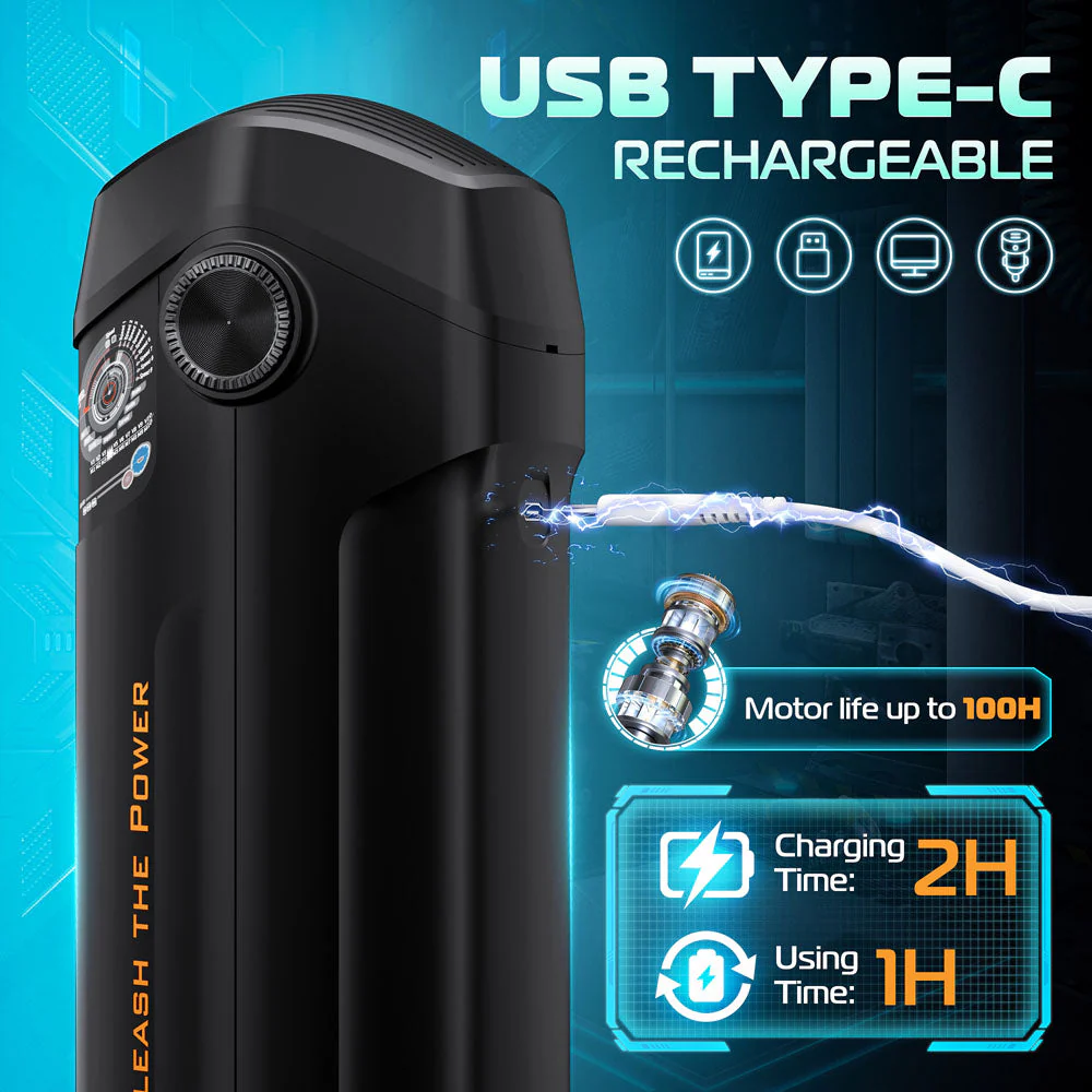 CyberSkin The Titan - Black USB Rechargeable Thrusting & Vibrating Auto Masturbator with Heater - Image 8