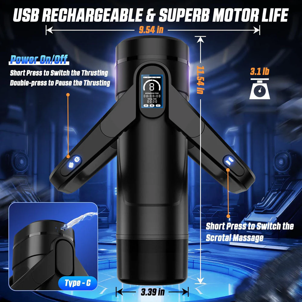 CyberSkin The Wing - Black USB Rechargeable Thrusting & Massaging Auto Masturbator with Heater - Image 8