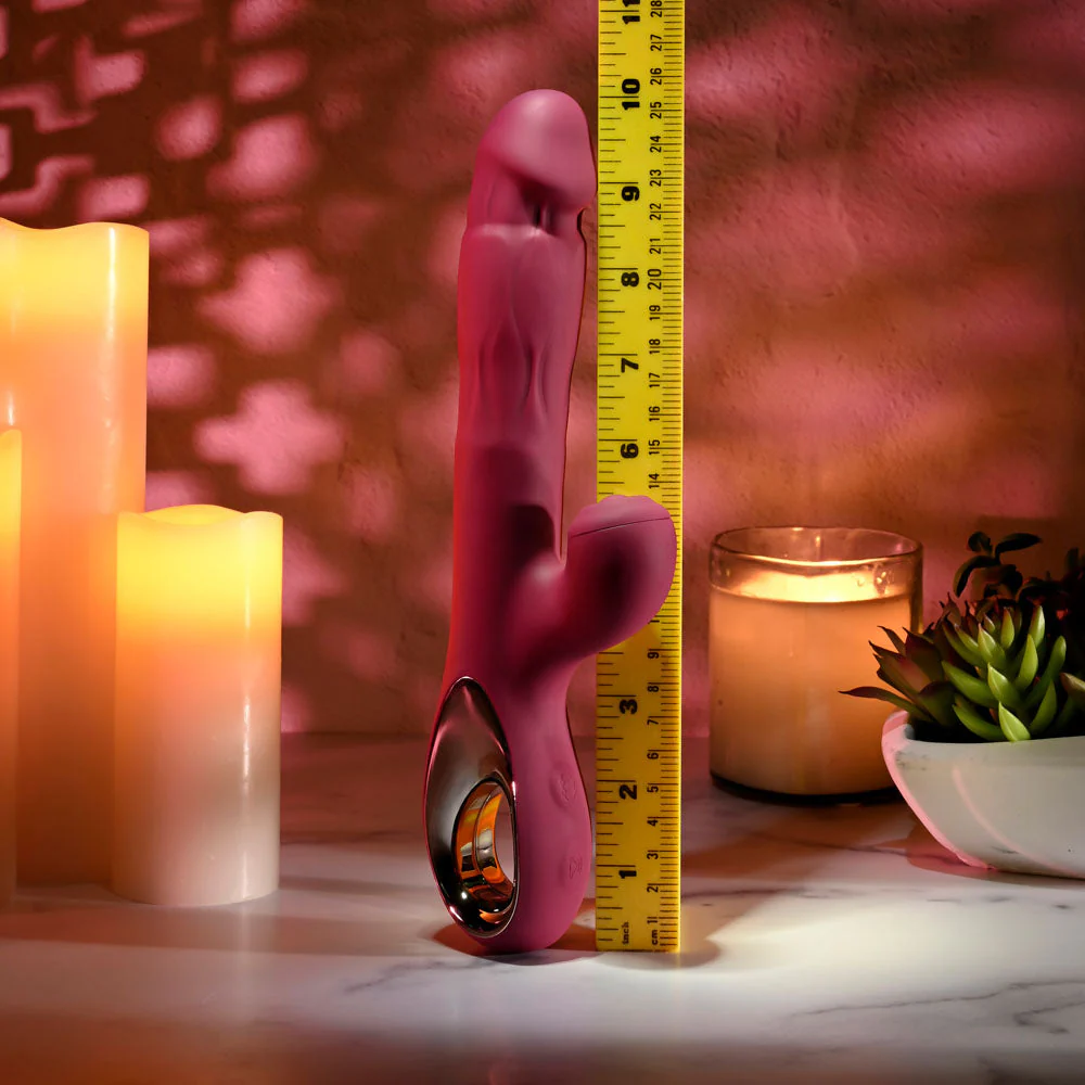 Evolved BURSTING WITH PLEASURE - Red 25.4 cm USB Rechargeable Vibrator with Tapping Clitoral Stimulator - Image 8