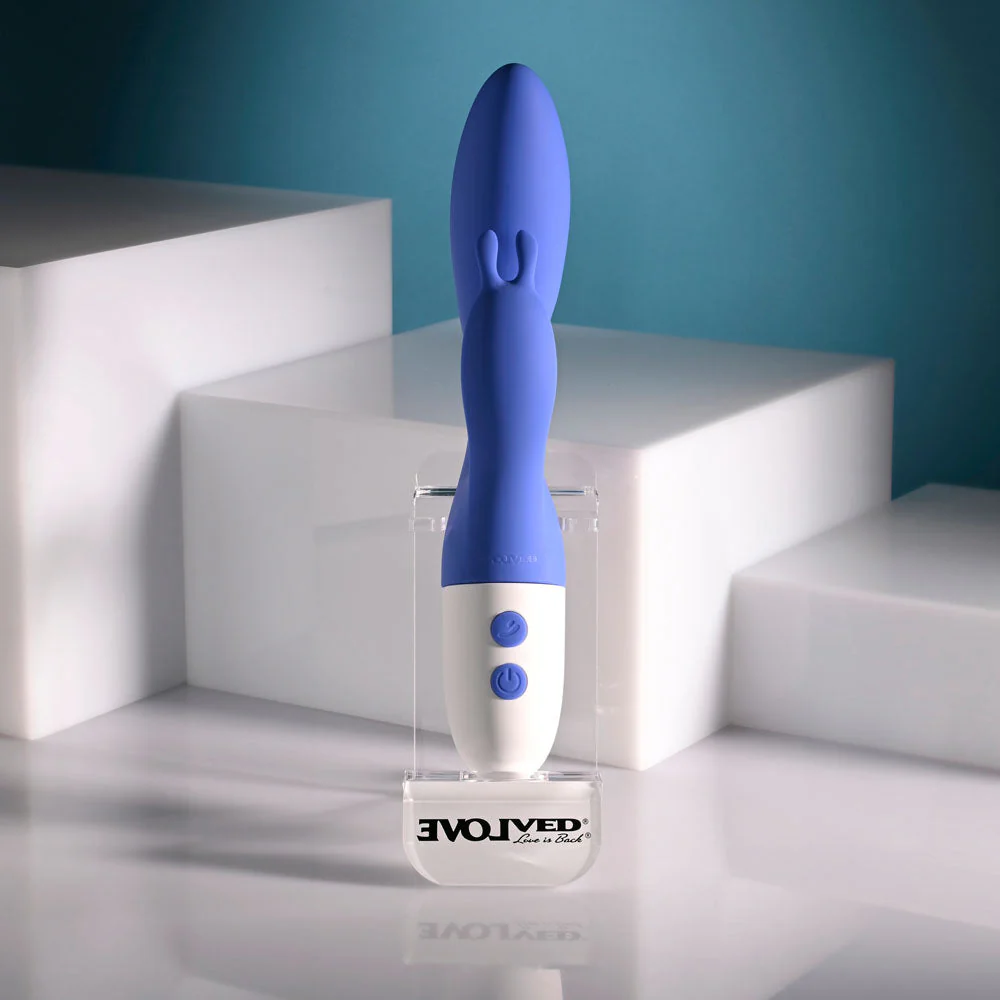 Evolved FUNNY BUNNY - Blue 20 cm USB Rechargeable Rabbit Vibrator - Image 5