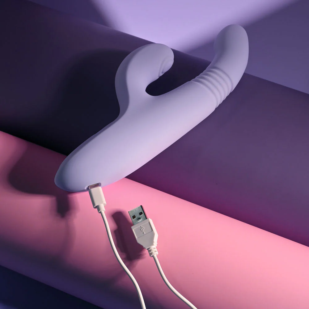 Evolved PEP TALK - Purple 23.3 cm USB Rechargeable Thrusting Vibrator with Tapping Clitoral Stimulator - Image 9