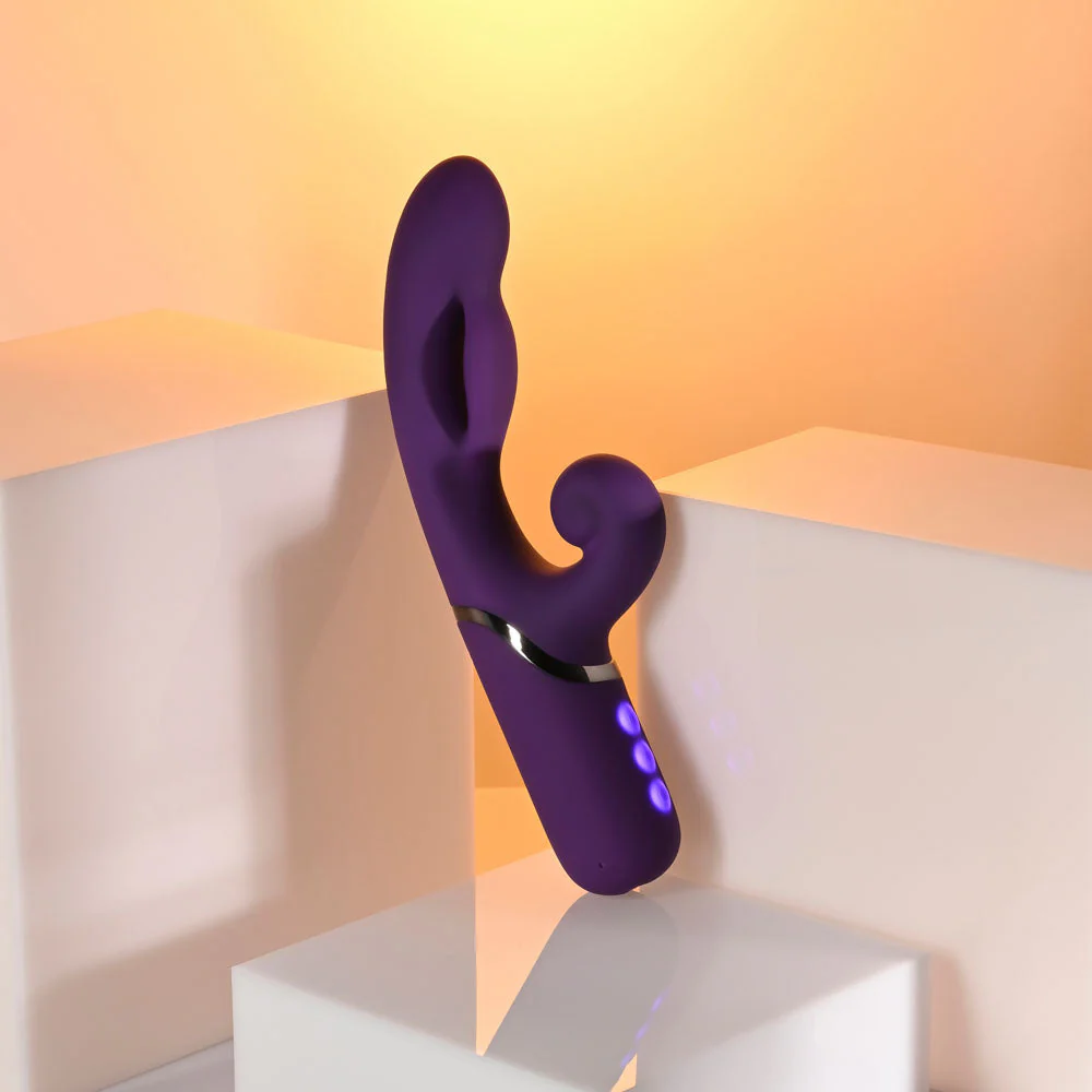 Evolved PLEASURE PUFF - Purple 24.1 cm USB Rechargeable Inflatable Rabbit Vibrator - Image 2